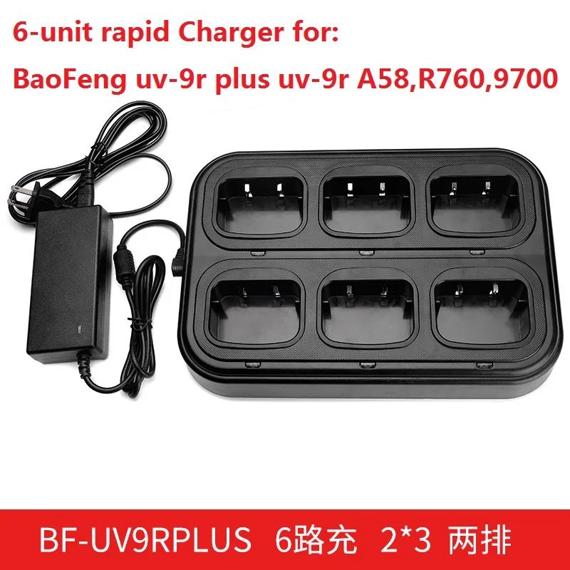 BAOFENG-cargador rápido para walkie-talkie, dispositivo de carga rápida de 6 unidades para UV-9R PLUS, UV-9R, uv-9r, UV-XR, BF-A58, BF-9700, GT-3WP, R760, UV-82WP