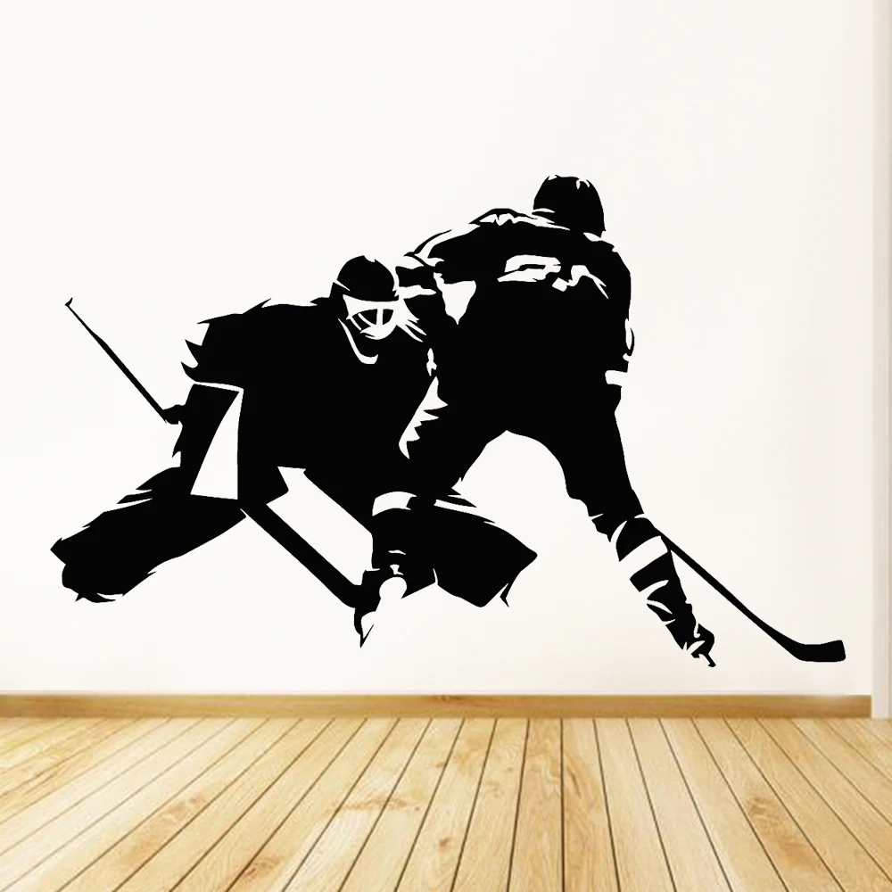 Ice Hockey Players Wall Stickers Sportsman Game Sports Vinyl Wall Decal Teen Room Self-adhesive Wall Door Decorative Z635