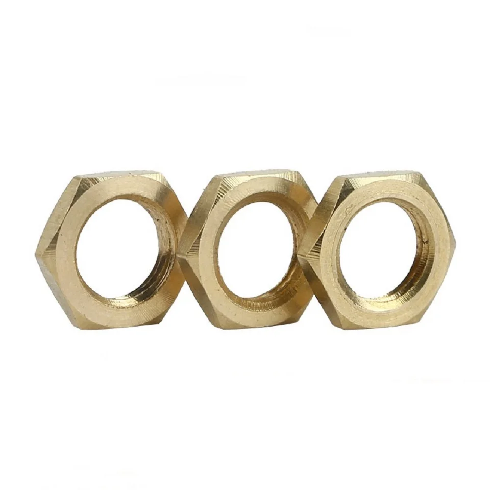 50/20/10PCS M8 M10 M12 M14 M16 GB808 Copper hexagon thin nuts fine thread nut lock sleeve