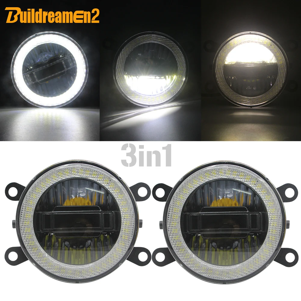 3-IN-1 Function Auto Fog Light + DRL + Angel Eye Car Projector Fog Lamp Daytime Light 12V For Dacia Duster Solenza Logan Sandero