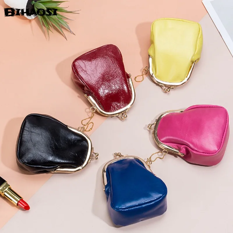 Leather Coin Change Wallet Mini Real Pickup Bag Portable Cosmetic Mouth Red Envelope Earphone Storage Bag Coin Purse Mini Bags