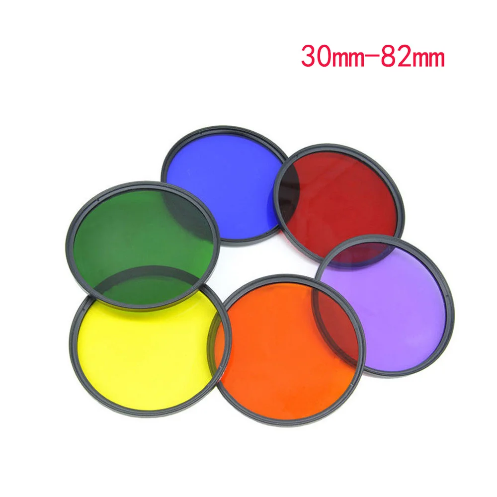 37/40.5/43/46/49/52/55/58/62/67/72/77/82mm Slim Red Orange Yellow Green Blue Purple Color Filter For DSLR SLR Camera Lens