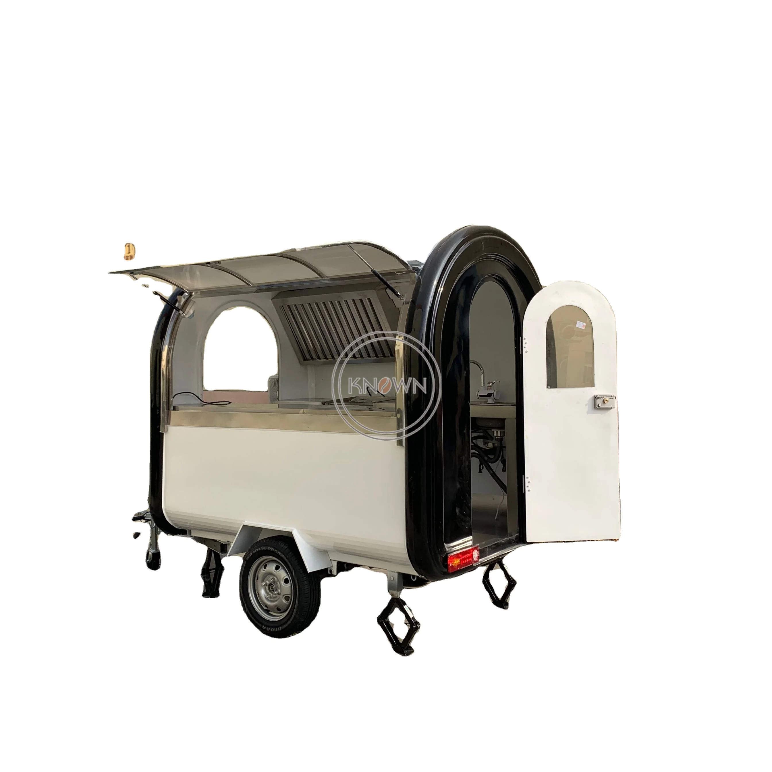 220B Mobile Food Cart White Black Color Cheap Fast Truck Trailer For Sale With Stainless Steel Working Table