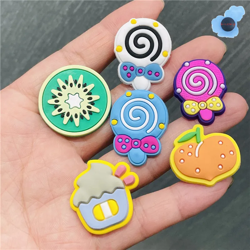 1Pcs Fruit Lollipop Ice cream PVC Shoe Buckle Accessories Funny Shoes Decoration forcuteCharms Bracelets Kids Gifts