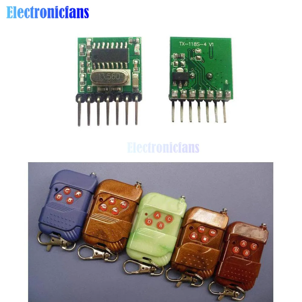 433-MHz-Funk-Sender + Dekodierungs-Empfängermodul, 4-Kanal-Ausgang für Fernbedienungen, breiter Spannungsbereich, Codierung – Detail 12