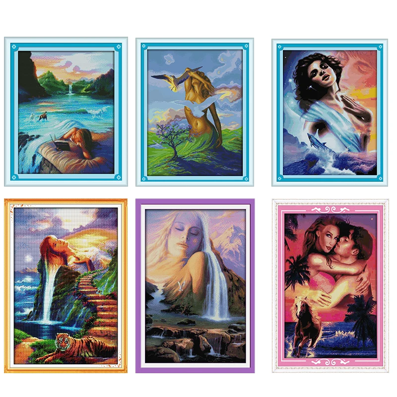 Joy Sunday Charm of the Goddess Cross Stitch Kit Counted 14CT11CT Print Chinese Pattern Handcraft Make Embroidery with Chart Set