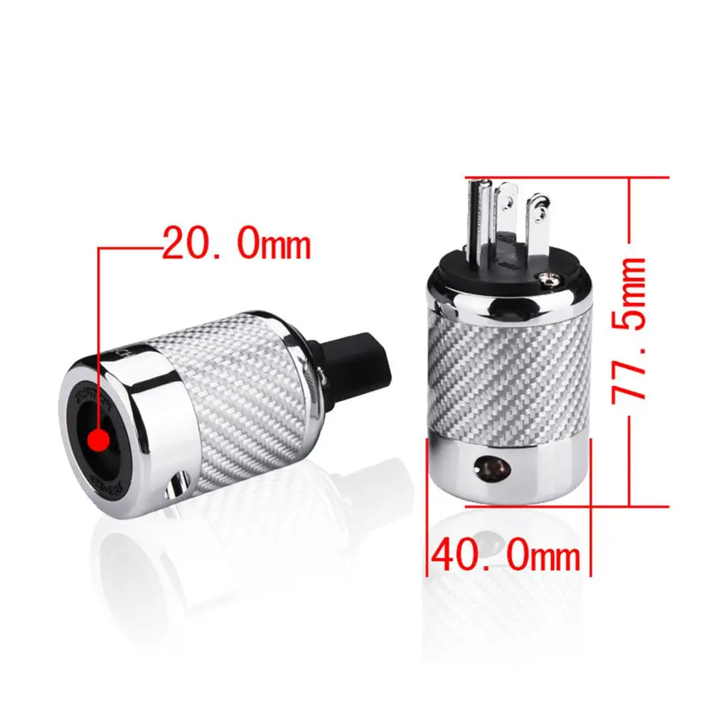 Haldane pair HIFI Carbon Fiber Rhodium Plated US Power ack Adapter Socket Plug IEC Female Connector for DIY AC Power Cord Cable