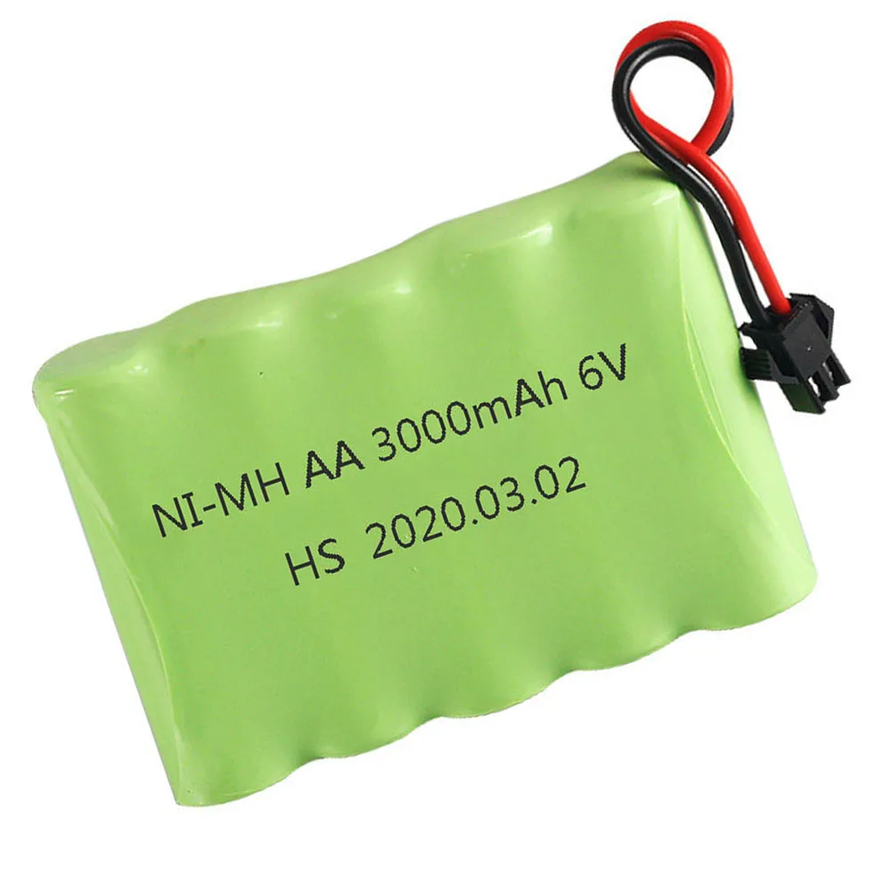 Batterie AA NIlaissée 6V 3000mAh avec câble de chargeur, pour voiture jouet RC, bateau, réservoir, robot, camion, odor, pièces, installations de sécurité