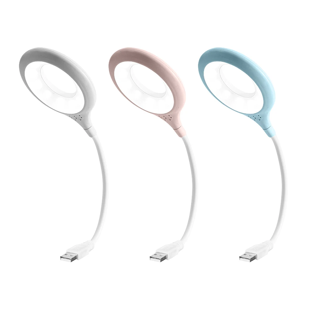 LED المحمولة USB مرنة حلقة مصباح غرفة نوم دراسة القراءة مصباح كتاب أضواء ليلية حماية العين لير lâmpada لمكتب كمبيوتر محمول