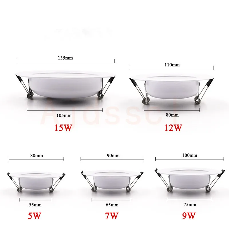 Dimmable Led Downlight Three Colors 5W 7W 9W 12W 15W Recessed in LED Ceiling Light AC 220V Indoor Lighting Warm Cold White Lamp
