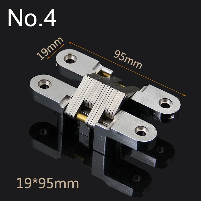 Durable 2PCS Stainless Steel Heavy Cross Door Hinges Invisible Hidden Hinges Thicken Folding Door Hinges