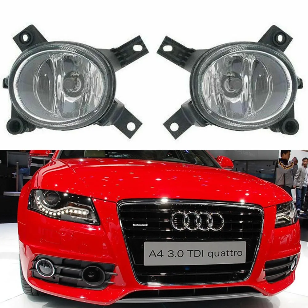 Car Fog Light + Fog Lamp Grille Fit For Audi A4 B7 / S4 / A4 S-Line 2005-2008