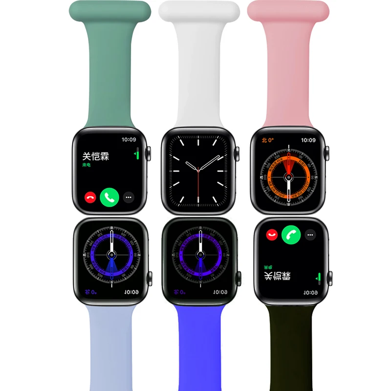 Doctor nurse strap for Apple watch band 41mm 45mm 44mm 40mm 42mm 38mm iwatch SE 7 6 5 4 3 Brooch silicone Wristbelt accessories