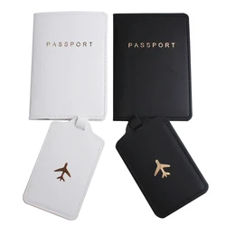 4pcs a Set Solid Airplane Passport Cover Luggage Tag Couple wedding Passport Cover Case Letter Travel Holder CH25LT42