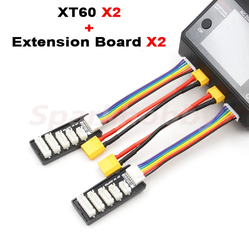 2PCS XT60/XT30/JST/T-plug Balance charger extension cable and 2PCS 2-6S extension board for HOTA D6 D6PRO D6+ smart charger RC