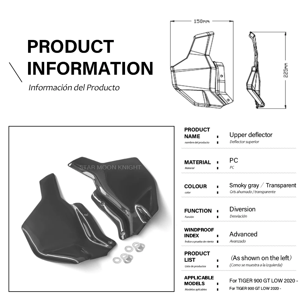 For Tiger 850 Sport For Tiger 900 / GT / GT PRO / GT LOW 2020 2021 2022 -  Side Wind Deflector Windshield Wind Upper Deflector - view 3