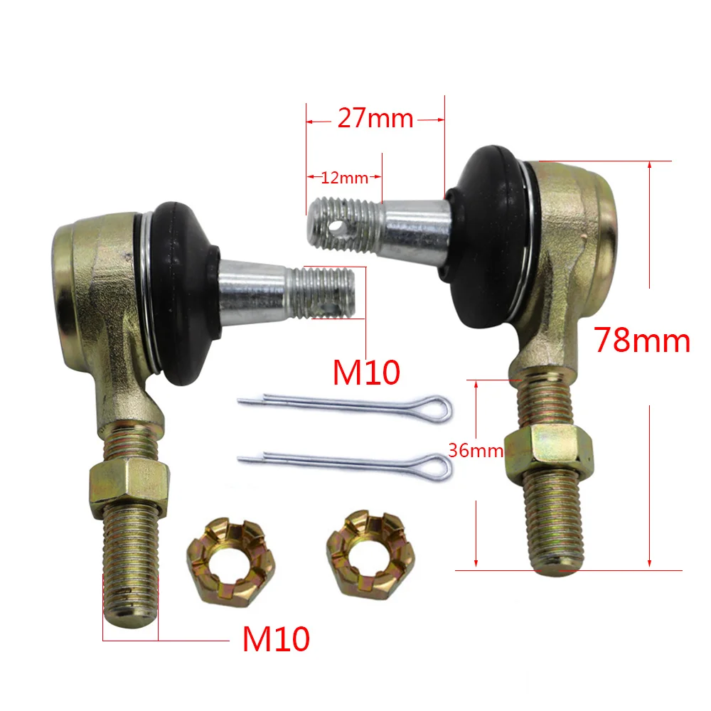 1Set M10-M10 Tie Rod End Kits Ball Joint for 50cc 70cc 90cc 110cc 125cc 150cc 200cc 250cc 300cc ATV Quad 4-wheeler Go Kart