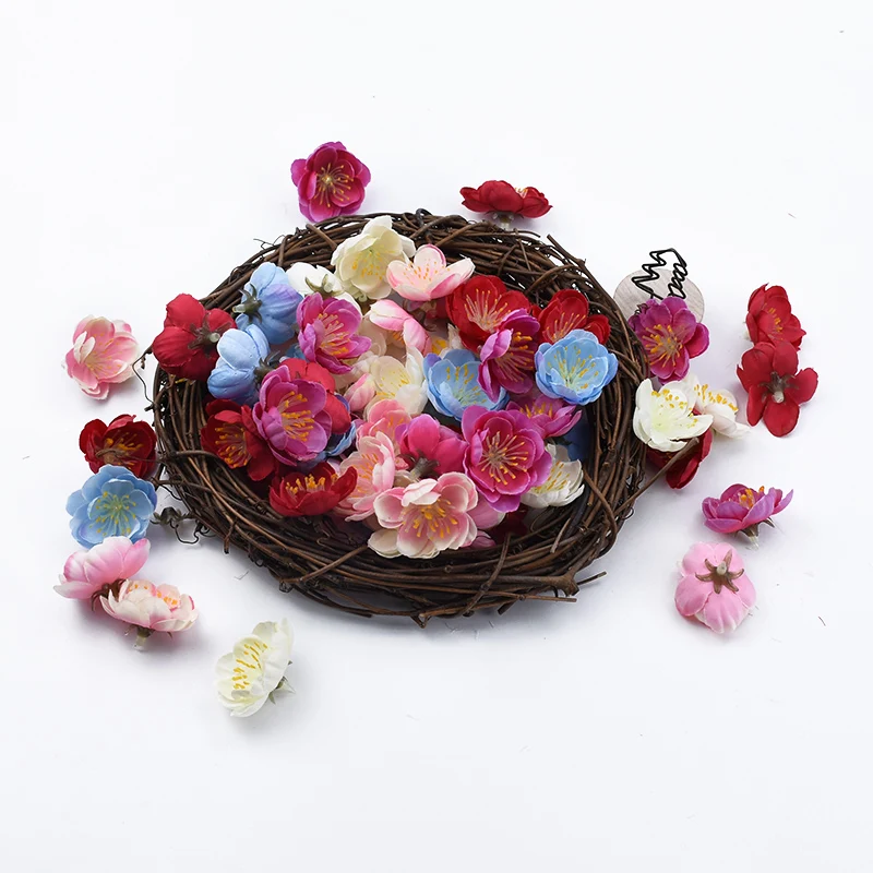 30/50/100Pieces Silk Plum Blossom Decorative Flowers Diy Wedding Gifts Box Christmas Decorations for Home Artificial Plants