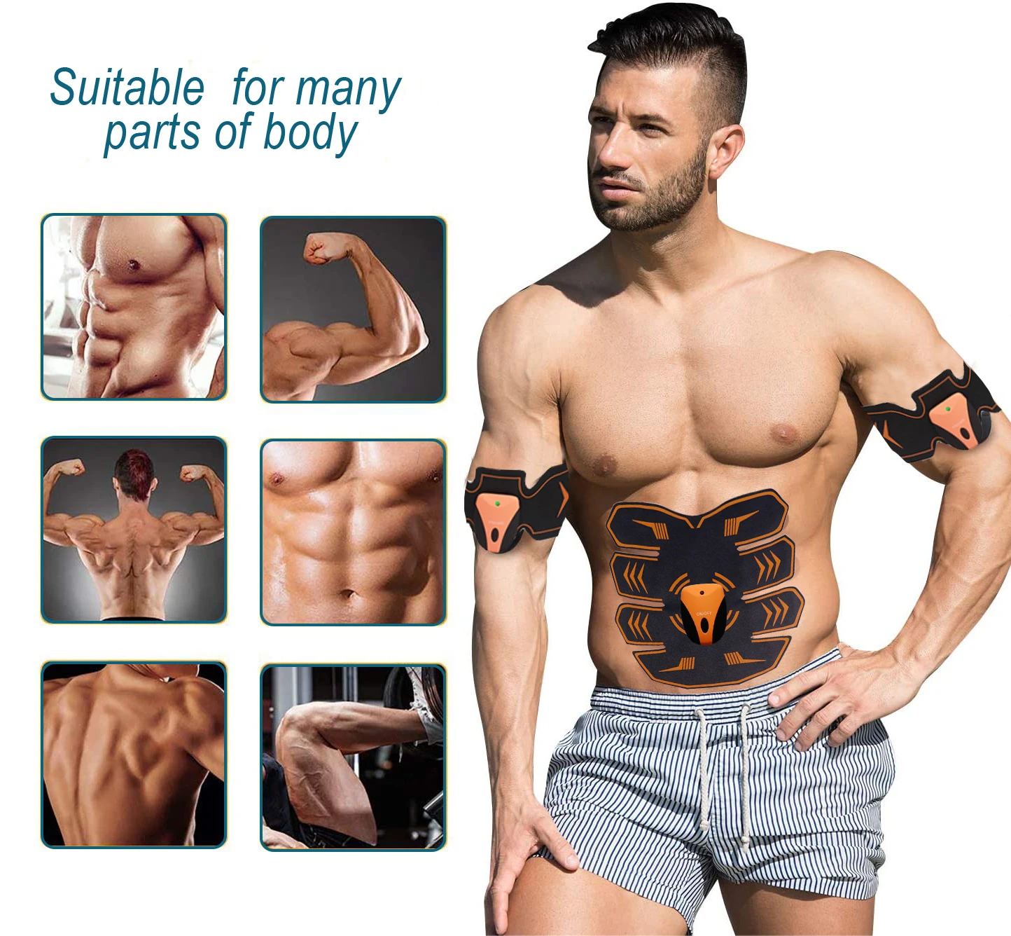 EMS Wireless Charging Muscle Stimulator Abdominal Toning Belt Muscle Body Muscle Fitness Trainer for Abdomen Arm Leg Unisex