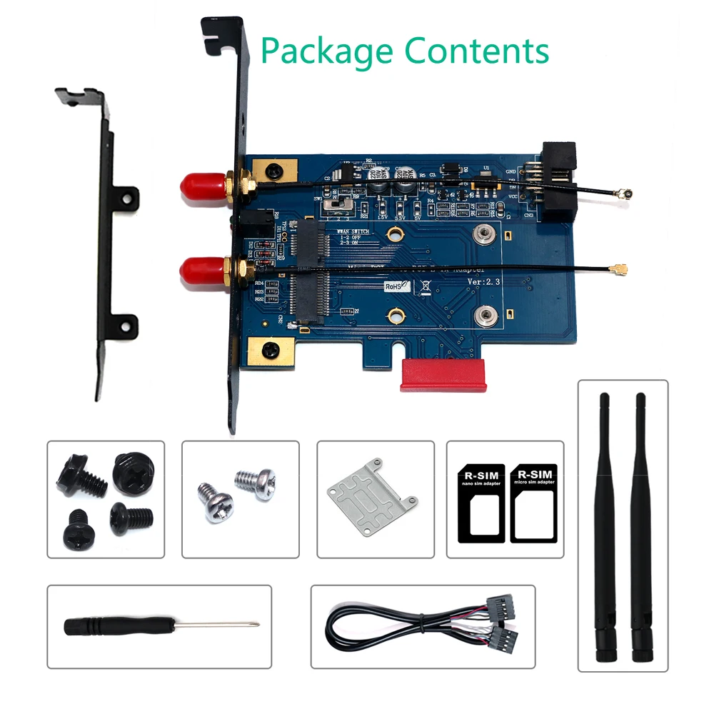 

PCI-E WiFi Adapter PCIE Wifi Bluetooth Adapter Mini PCI Express to PCIE X1 Network Card for Mini PCI E Wifi 3G/4G/LTE + SIM Slot