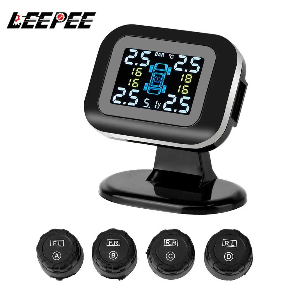 Car Tire Pressure Monitoring System USB TPMS LCD Display Wireless Auto Security Alarm Tester With External Sensors Tyre Test Kit