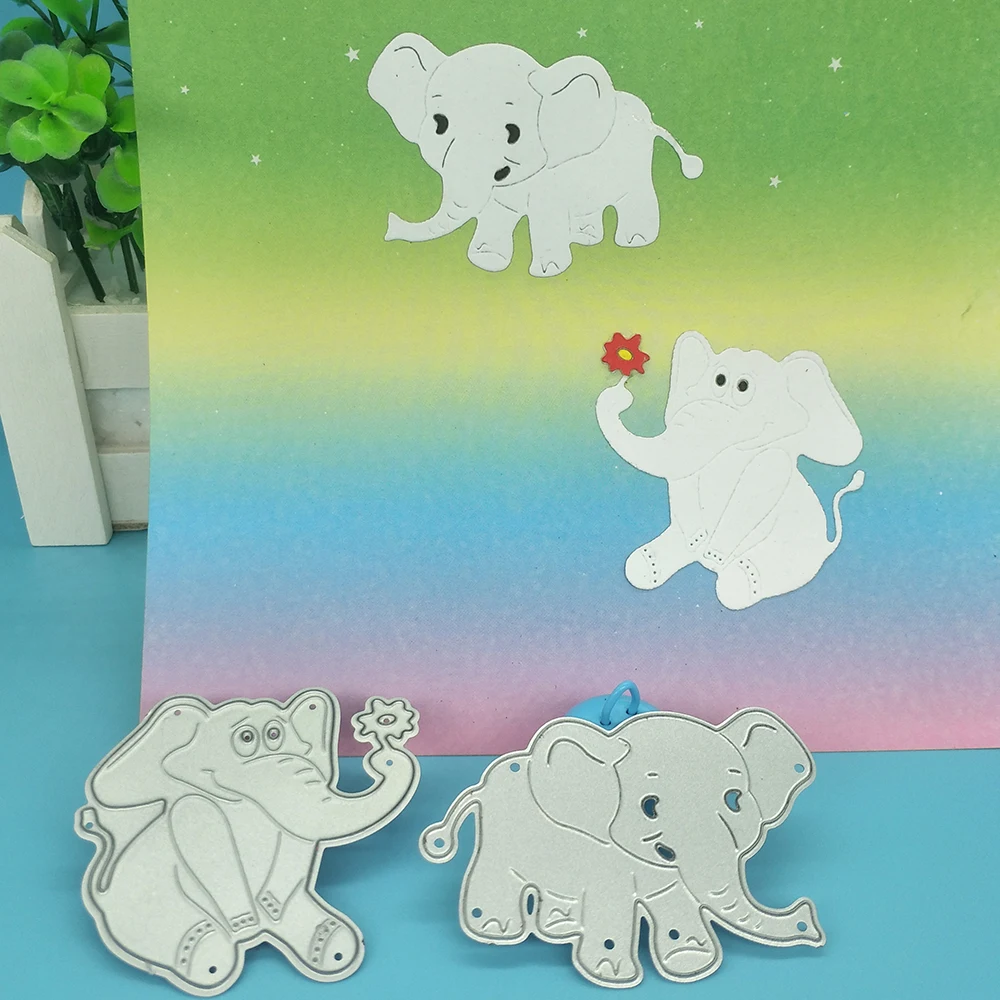 

2 cute elephants, Asian elephants, African elephants metal cutting mold DIY scrapbook photo album paper card decoration