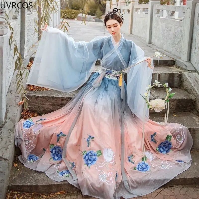 Traditionele Chinese Kleding Hanfu Set Vrouwen Chic Borduren Fee Jurk Cosplay Kostuums Oude Oosterse Stijl Prinses Outfit