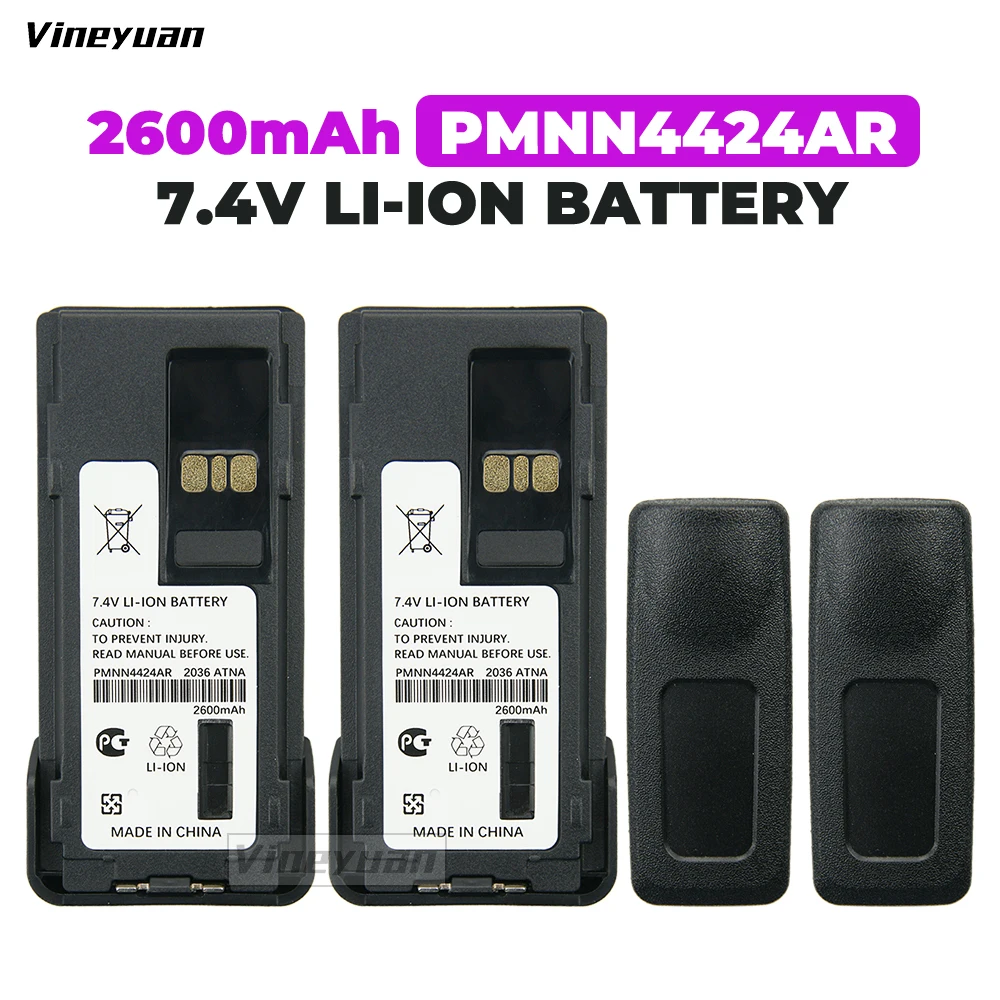 

2PC PMNN4424AR 7.4V 2600mAh Li-ion Battery for Motorola APX 1000 APX 2000 APX 3000 APX 4000 Two Way Radio Battery With Belt Clip