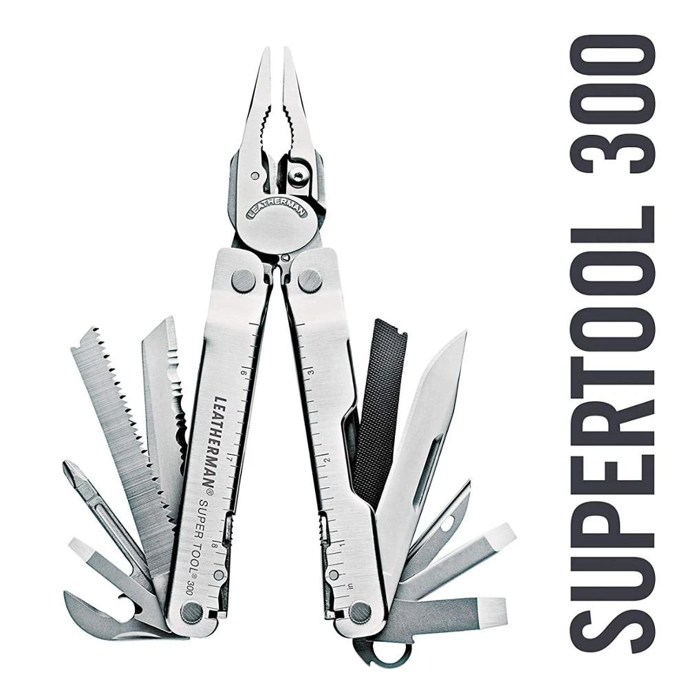 LEATHERMAN - Super Tool 300 Multitool with Premium Replaceable Wire Cutters and Saw, Black/Silver with MOLLE Sheath