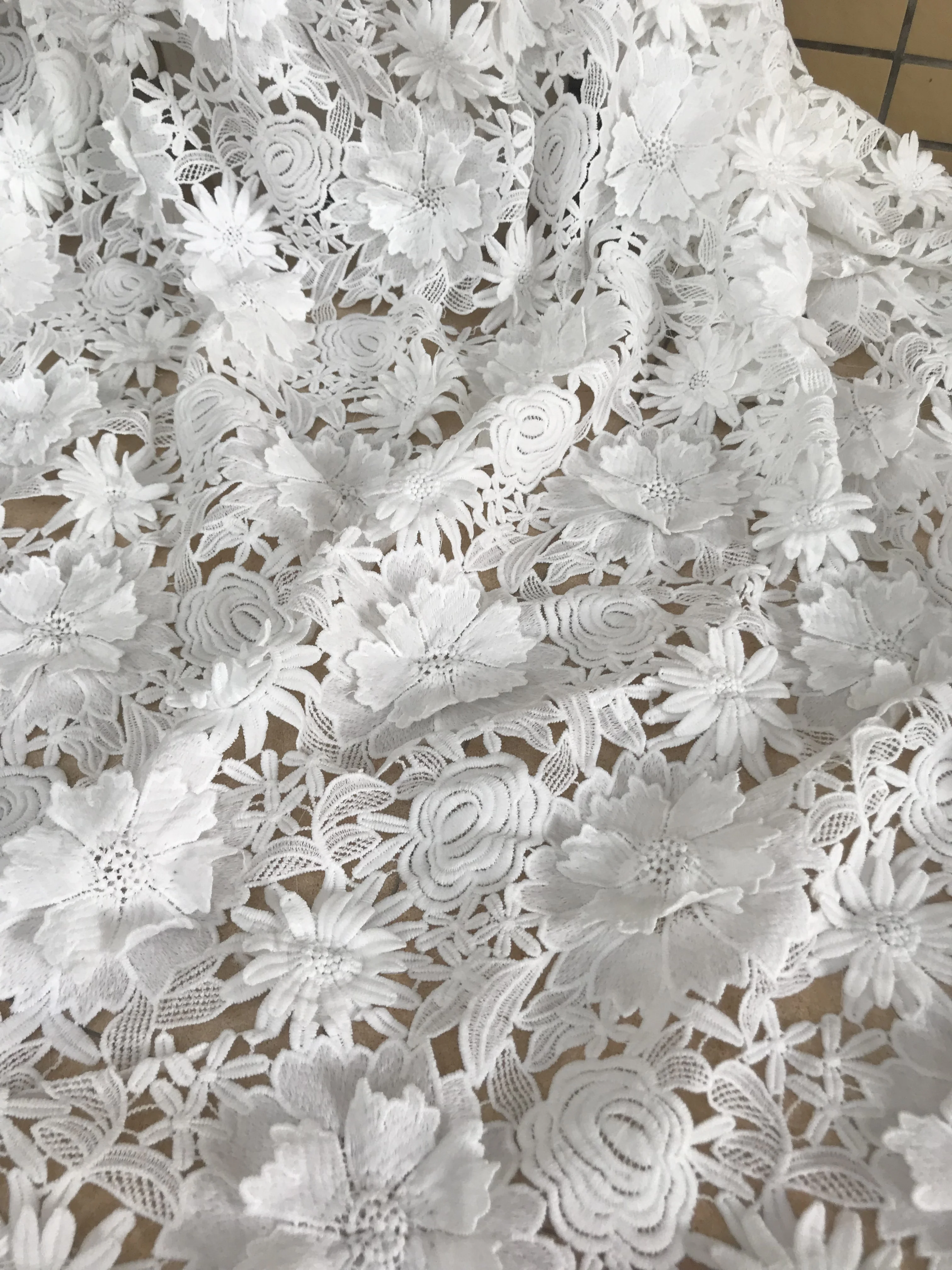 sexy french net with ZH-58883 white embroidery mesh tulle lace fabric for wedding/evening dress/party