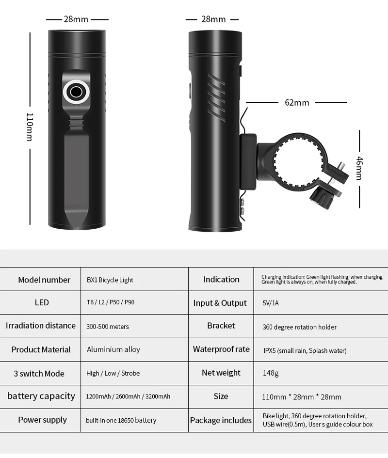 New XHP90 Glare Bicycle Light For Bike P50 L2 T6 LED Flashlight USB Rechargeable Battery Cycling Lamp Waterproof Front Headlight