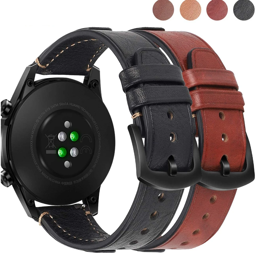 

22mm watch correa for Huawei Watch GT2 46mm Band Soft Leather strap for samsung galaxy watch gear s3 frontier Classic bracelet