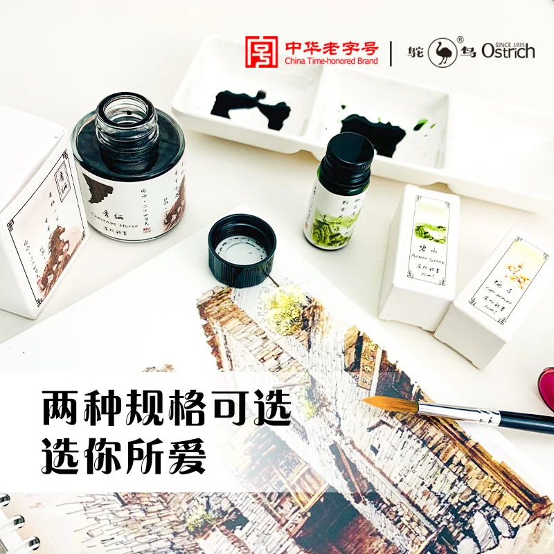 30ml/bottle Ostrich Ink 24 Solar Term Chromatography Color Ink Gradient Color Not Block Pen, Ancient Style Painting Ink