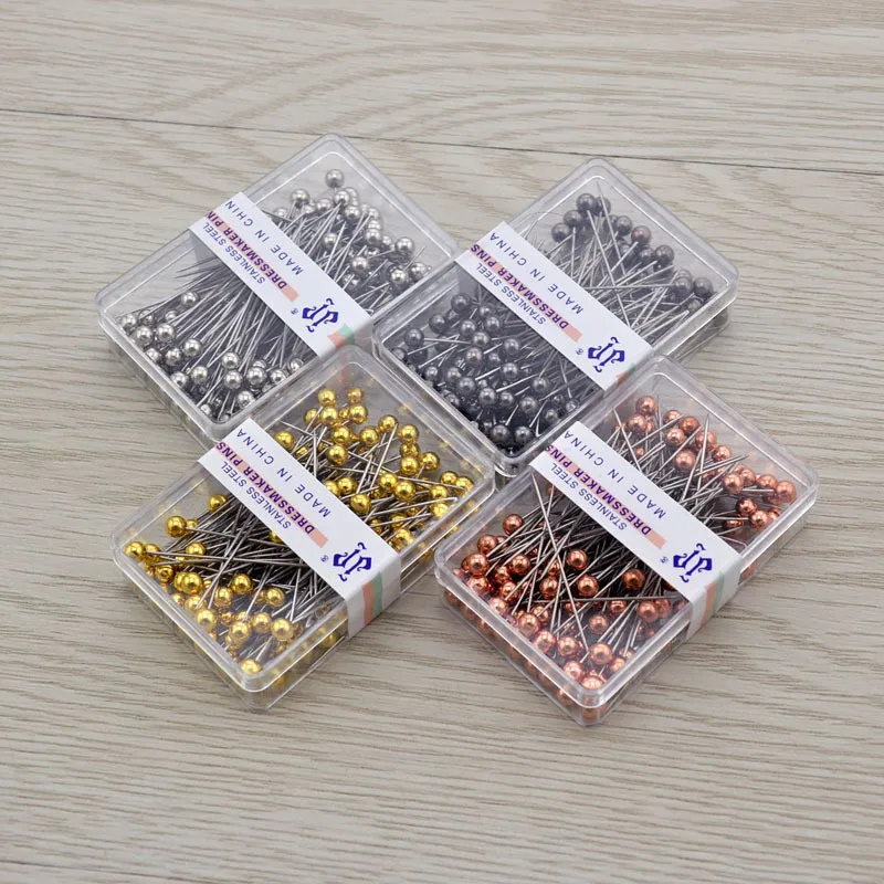 100Pcs Sewing Pins 38mm Glass Ball Head Push Pins Straight Quilting Patchwork Dressmaking Pins Jewelry Decor DIY Sewing Tools