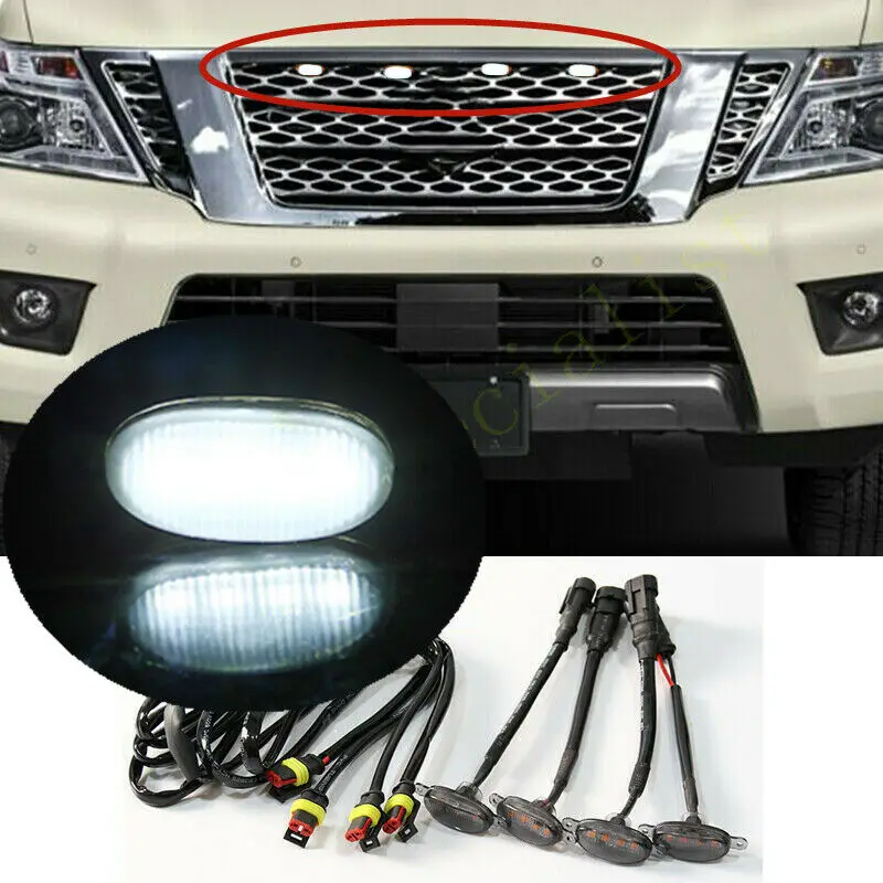 

Fit For Nissan Armada 2017-2021 LED Car Front bumper Grille LED White Light Raptor Style Light Kit Decor W/ Wire Speed