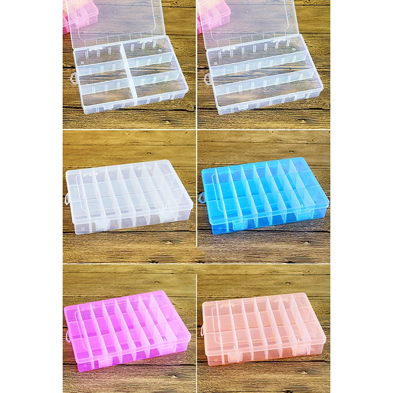 New 24 Slots Colorful Portable Rubber Band Organizer Container Rings Jewelry Storage Box Electronic Parts Screw Plastic Case