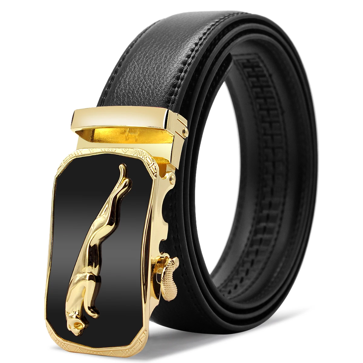 JACNAIP Genuine Leather Ratchet Mens Belts Business And Leisure Automatic Alloy Buckle Belts For Men,Top Quality Luxury Belts