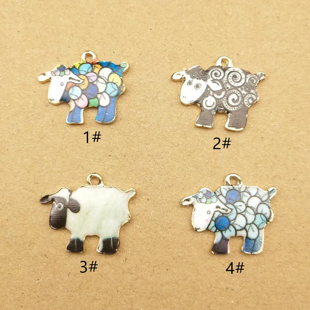 10pcs Sheep Charm for Jewelry Making Metal Enamel Animal Earring Pendant Keychain Necklace Bracelet Accessories Craft Supplies