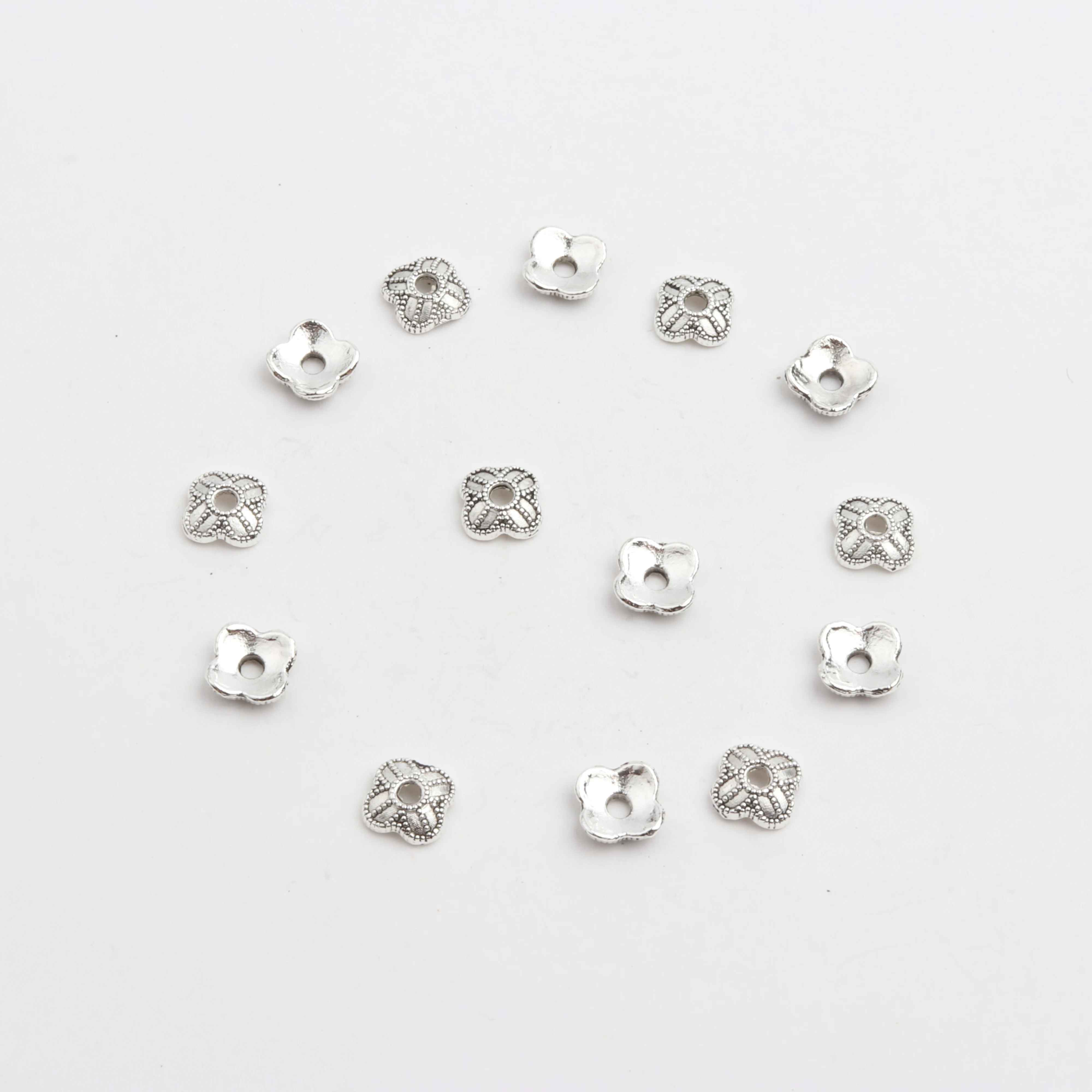 

50pcs Silver Bronze Gold Mixed Attractive Metal Spacer Flower Beads cap Jewelry making accessories diy kit supplies wholesale