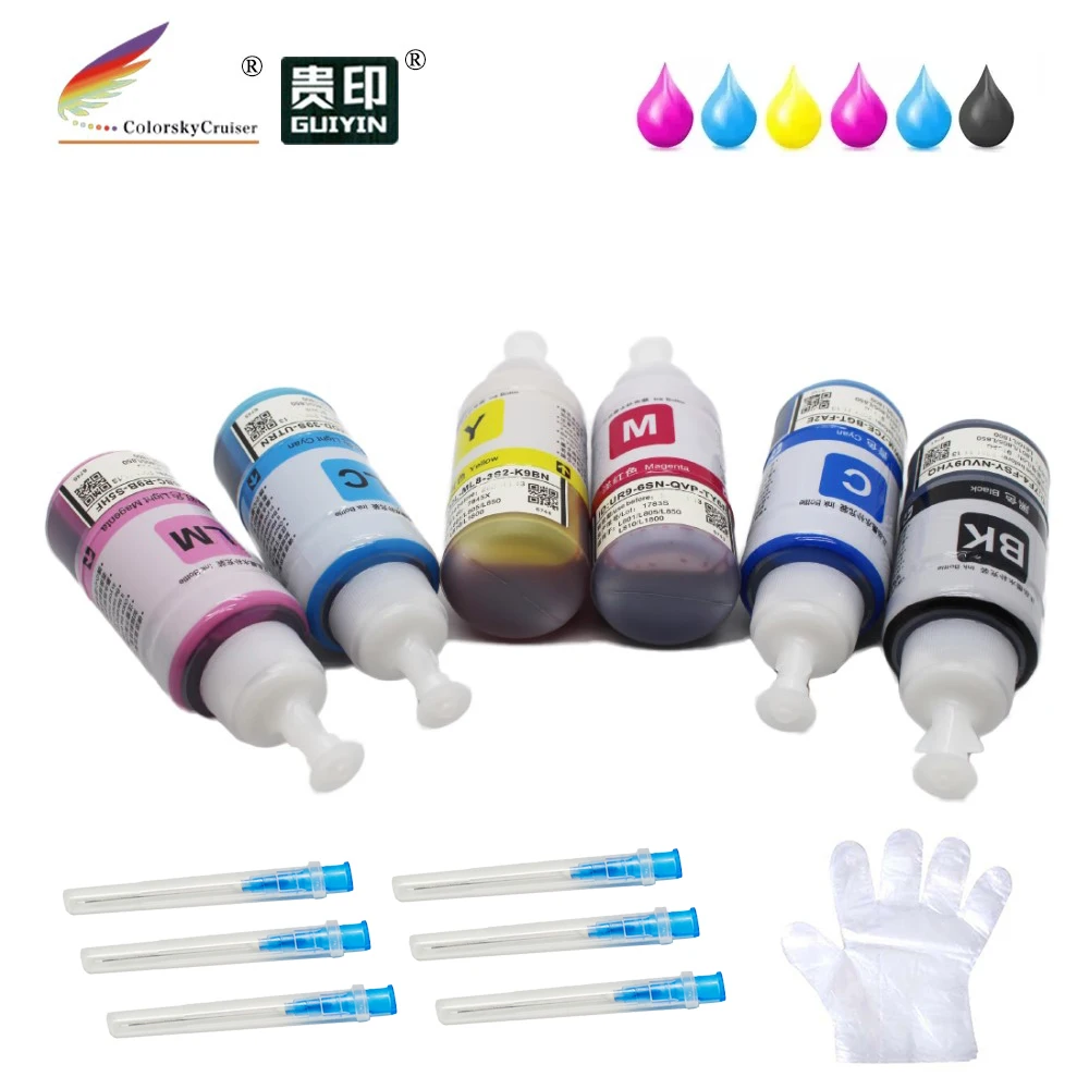 Tinta Corante Refil para Epson 98 99 981 991 T0981 T0986 T0986 Artisan 700 710 725 730 800 810 835 837 Pcs Pack 70ml Cada Cor de