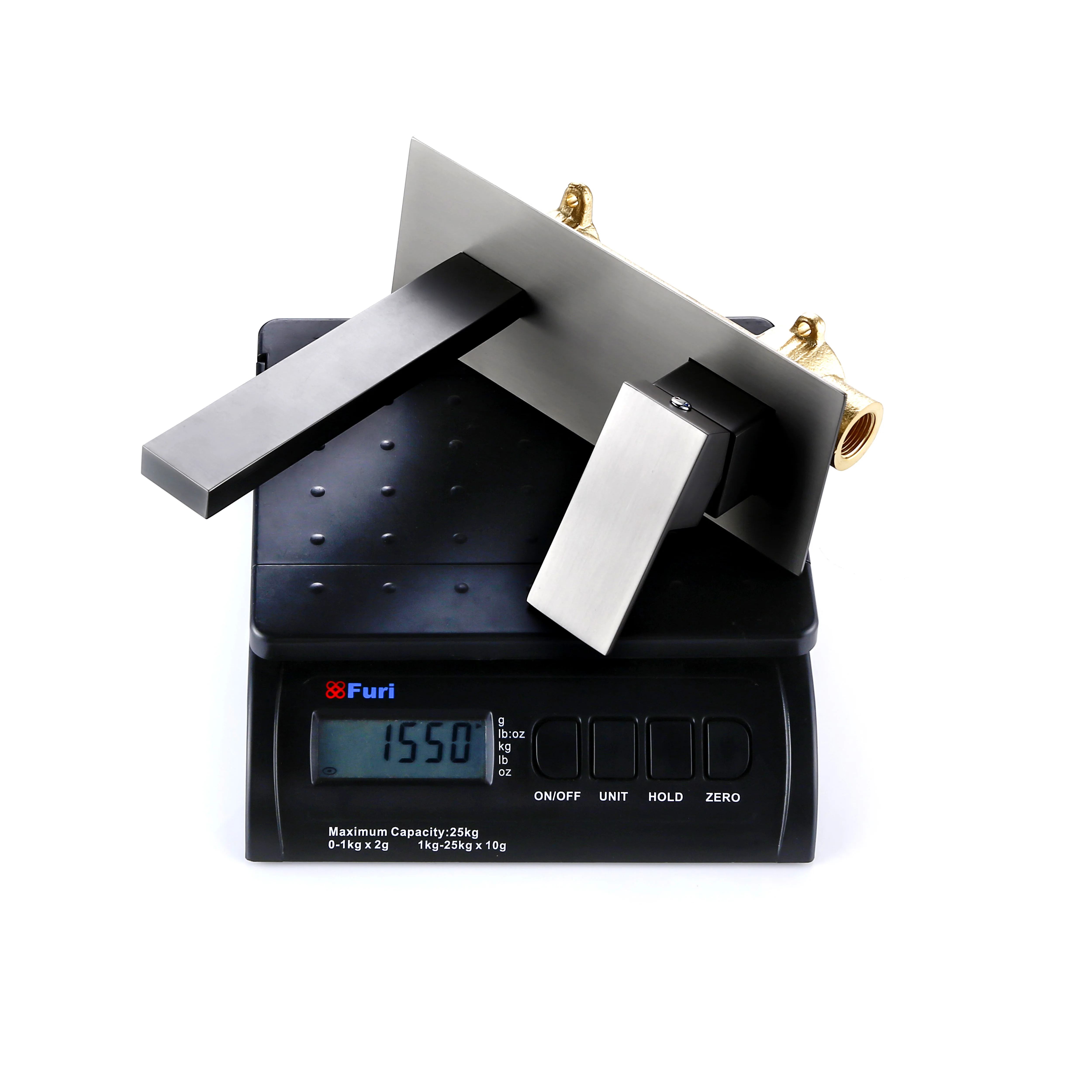 Imagem -06 - Smesiteli-torneira de Pia de Banheiro Torneira de Latão para Parede Misturador de Água Quente e Fria Cozinha Cinza Escovada Fixado na Parede