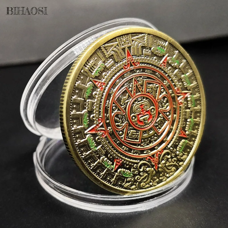 Calendario azteco maya souvenir prevedi monete commemorative collezione d\'arte regali monete commemorative collezioni interessanti