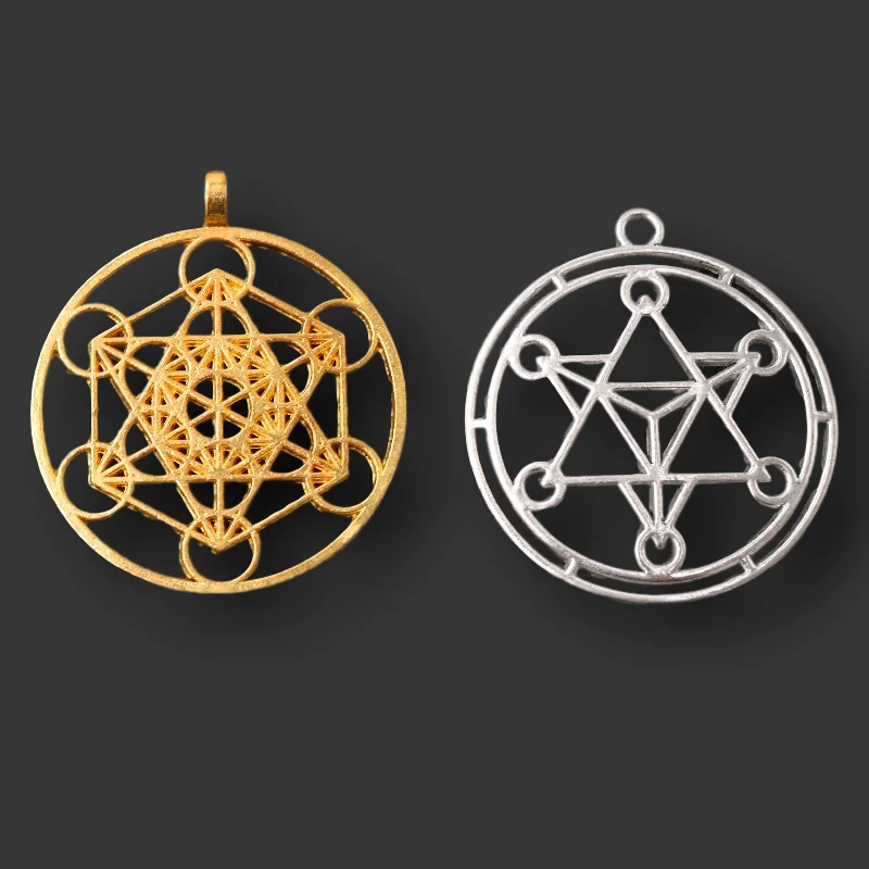 Reiki Seven Chakra Pendant, Ogan Energy Charm,  Metatron Divine Symbol Meditation Charm, DIY Charms Jewelry Craft Making A1556