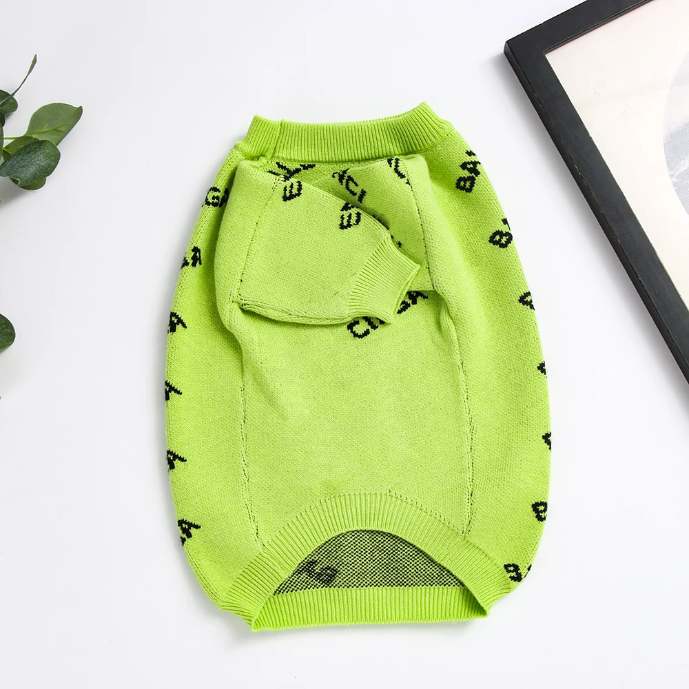 Dog Sweater Green Black Fashion Luxury Pet Clothes French Bulldog Chihuahua Dog Sweaters for Small Dogs