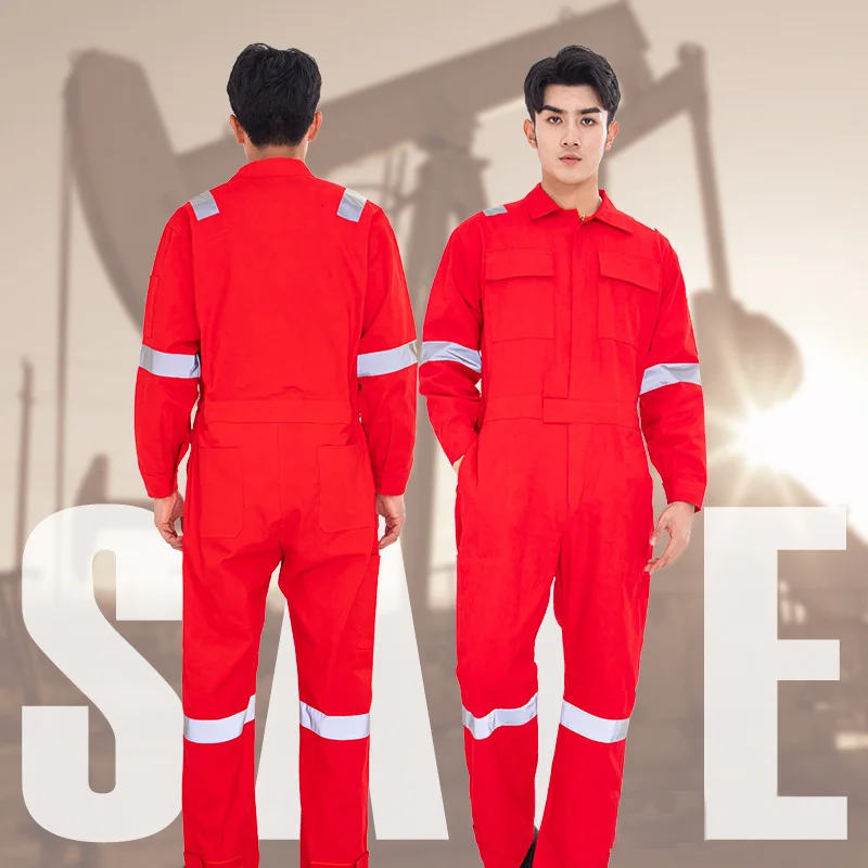 100% Cotton Welding Clothing Working Suit Long Sleeve Overalls Workmen Uniform Reflective Safety Car Miner Mechanical Coveralls