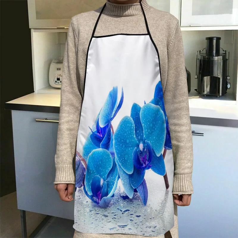 Orchid Flower Aprons Home Coffee Shop Cleaning Aprons Anti-Dirty Kitchen Accessories For Men Women 50x75cm,68x95cm Funy Gift