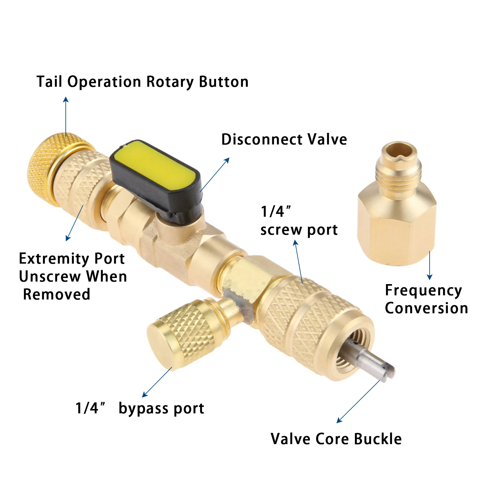 R12 R22  R410A R32R HVAC System AC Schrader Valve Core Remover Dual 1/4