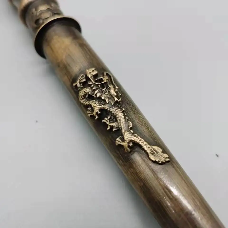 Chinese brass arrowhead inlaid with floral extension brass big arrowhead old dragon and phoenix fu shou lion dragon and Phoenix