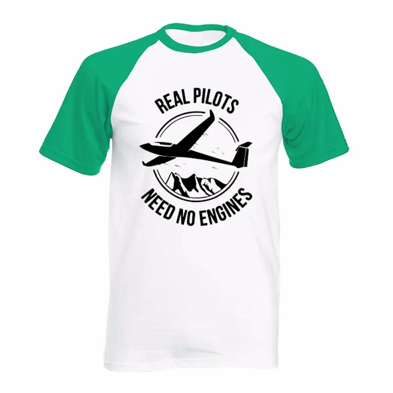 New Style Real Pilots Need No Engines Sailplane Or Glider T-shirts Men Summer Short Sleeve Cotton T Shirts Funny Tops EU Size