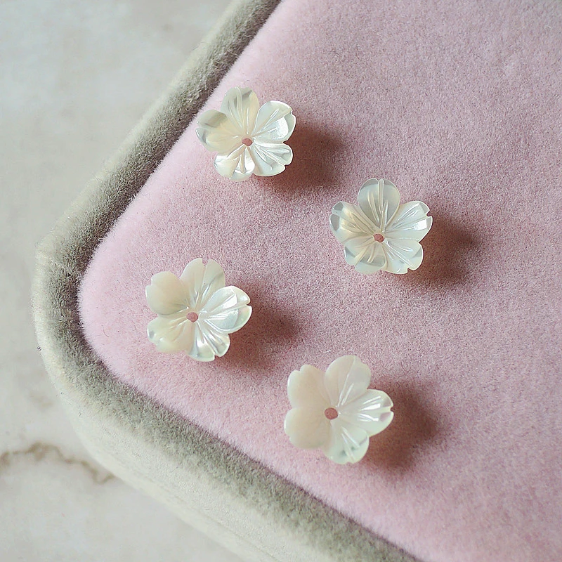 20Pcs/lot natural shell beads 10mm spacer carved 3d flower beads cap for diy earrings bracelet jewelry making accessories